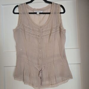 Express Blush Lace-Trim Sleeveless Blouse